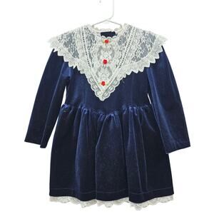 VTG Cuddle Teen Girl 6 Dress Velour Lace Long Sleeve Coquette Cottage Christmas